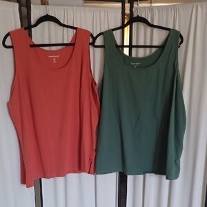 Woman Within Coral and Green Tank Tops - Size 2X